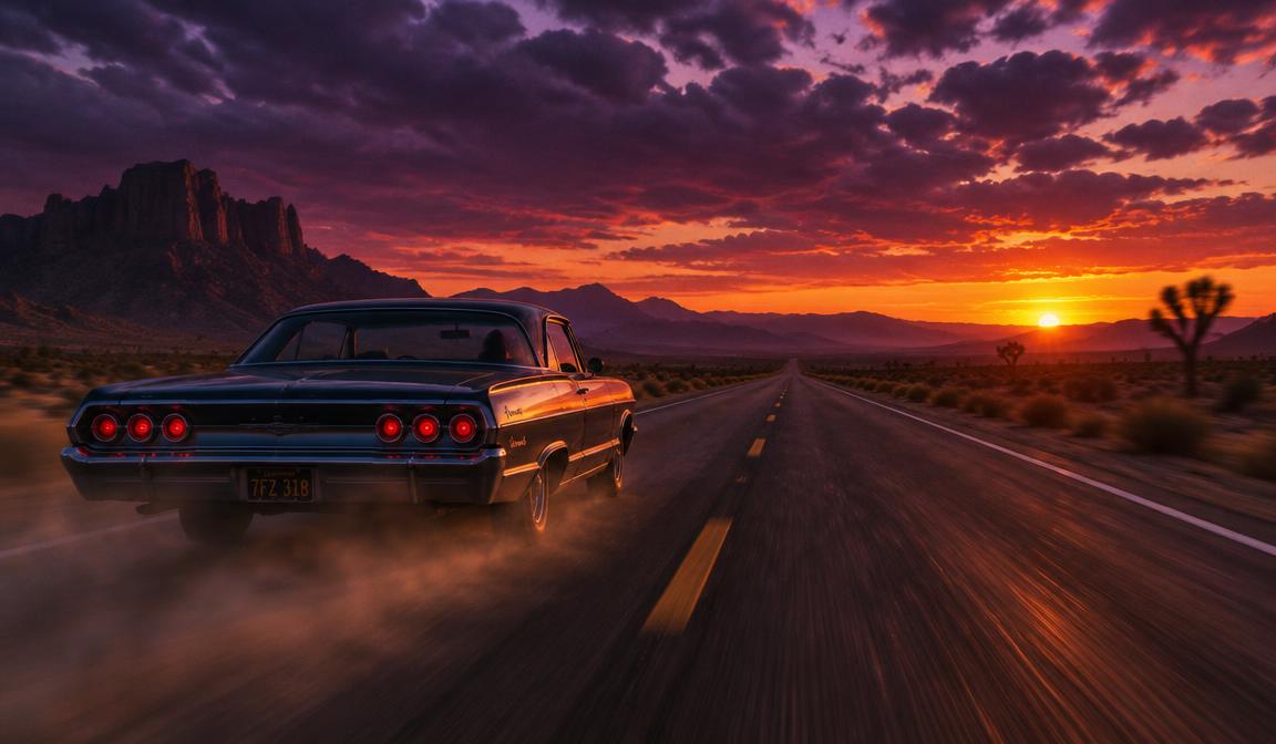 Video IA de auto en el desierto